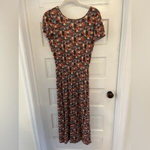 Sezane Luce Floral Midi Dress with slit and open back